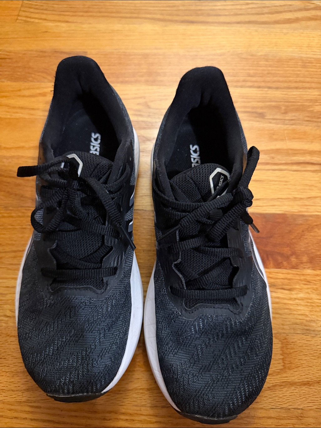 Asics Black And White Knit Running Shoes